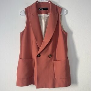 Zara Sleeveless Mauve Blazer Size Small